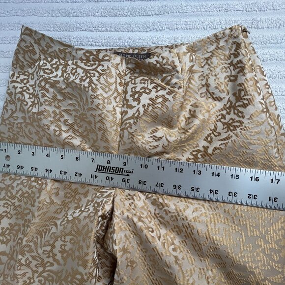 Sigrid Olsen Collection Womens Ivory Gold Jacquard Cropped Pants Formal Wear - Picture 5 of 8